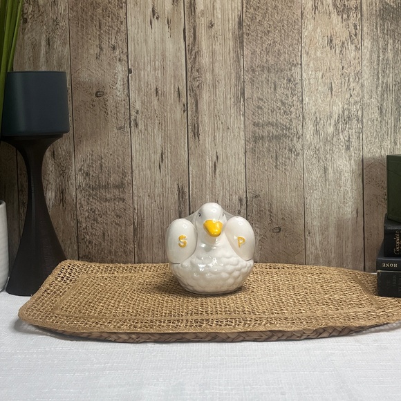 None Other - Vintage Goose Salt & Pepper Shakers w/ Holder | Ceramic Farmhouse Kitchen Decor